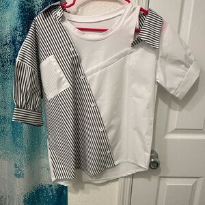 Ladies Striped Black and White Shirt